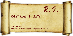 Rákos Irén névjegykártya
